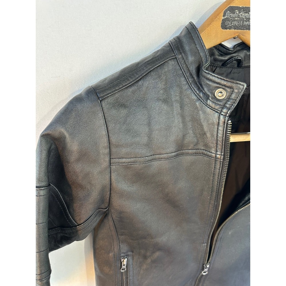 The Children's Place Leather Jacket Cafe Racer Kids Size 5/6 Black Good - Picture 6 of 7